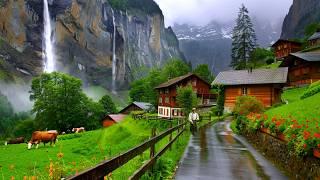 Switzerland’s Paradise on a Rainy Day: Relaxing Walk in Most Beautiful Swiss Villages Countryside