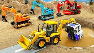 Police car, JCB Excavator, Construction Vehicles catch thief - Toy for kids