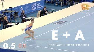 GYMNASTICS SCORING: Eythora Thorsdottir FX 2017 (D and E Score + Slow-mo Analysis!)