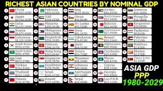 Top Richest ASIAN countries  comparison by GDP PPP|1980-2029