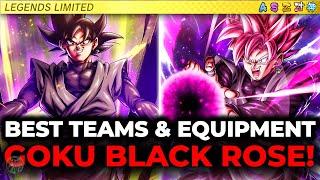 BEST TEAMS & EQUIPMENTS FOR LL GOKU BLACK ROSÉ TRANSFORMING! (Dragon Ball Legends)