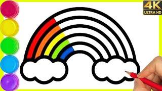 How to draw a rainbow and cloud drawing || Cute rainbow drawing || Step by step rainbow drawing ||