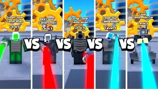 GREEN vs RED vs LARGE vs GUN vs CAR LASER CAMERAMAN!  | Toilet Tower Defense Roblox