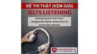 Joining Social Club Form-Assignment Notes-Extinction of Australian species: Đề thi IELTS LISTENING