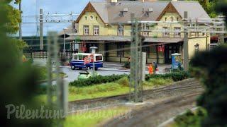 Model Train Layout of Hønefoss Railway Station by Norsk Modelljernbane