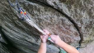 Pitch Two of Fruit Loops (Chimney Pitch) 5.7+ ~ Rock Climb Rumbling Bald, NC