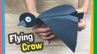 How to make flying bird out of paper | Flying crow craft - easy to make with kids