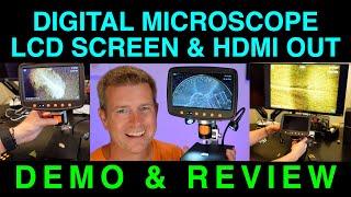 Digital Microscope with LCD Screen HDMI Out by Anykit Demo & Review