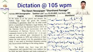 #405 :: Shorthand Dictation 105 wpm in English By MJK Stenographer