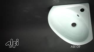 ALFI Brand AB109 19" White Wall-Mounted Corner Ceramic Sink With Single Faucet Hole and Overflow