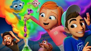 RAiNBOW SCiENCE with Adley & Mark Rober!! Monkey Buddies make Portal Goo? Cartoon CrunchLabs is NUTS