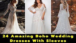 24 Amazing Boho Wedding Dresses With Sleeves | Boho Wedding Dress | Bohemian Wedding Dress