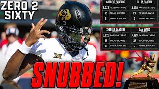 Shedeur Sanders Was SNUBBED From Being Heisman Finalist! | Zero 2 Sixty BUFFS