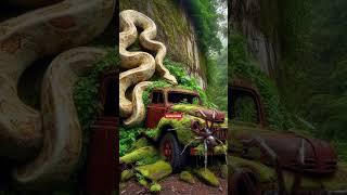 Nature Exploration: Abandoned Car | Python vs Spider #shorts #trending #memes