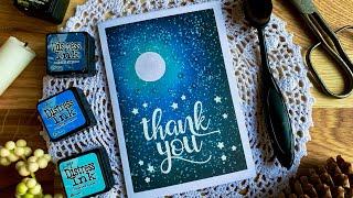 Night Sky Thank You Card | DISTRESS INK BLENDING COMBINATION #14