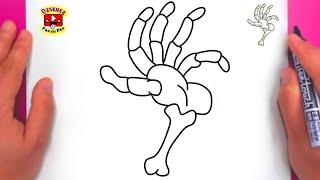 Desen de HALLOWEEN - Mana de SCHELET Monstru - usor de Desenat  HOW TO DRAW A SKELETON HAND