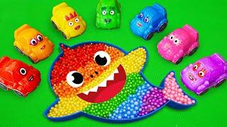 Satisfying ASMR | Making Rainbow Baby Shark Bathtub by Mixing SLIME in Numberblocks CLAY Coloring