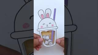 DIY paper craft ( bunny bubble tea  craft) #shots #art #craft #love #youtubeshorts #rabbit