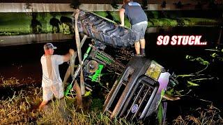 Recovering the Flipped Over Mega Truck From My 20 Foot Deep Pond!!!