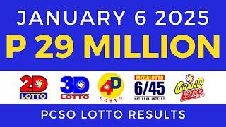 Lotto Result Today 9pm January 6 2025 PCSO