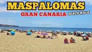 Maspalomas Gran Canaria BEACH WALK to Playa del Ingles - with relaxing music 2024