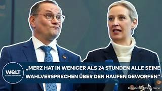 AFD: Nach der Bundestagswahl! Tino Chrupalla und Alice Weidel teilen gegen Friedrich Merz aus