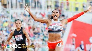 Gabby Thomas runs 2nd fastest 200m EVER, Felix 5th in Olympic trials final | NBC Sports