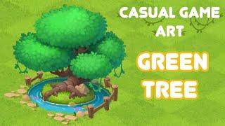 Green tree (casual game art) photoshop