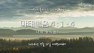 [새하나 기도회] 나의 양식은? (마 4:1-4) | 차성목 목사 | 20240912