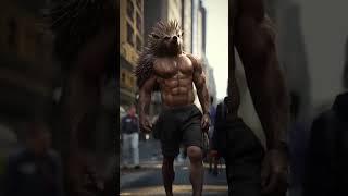 Hedgehog + Bodybuilder =  Meet HedgeBulk! #HustleHub #Shorts #AnimalFusion #FunnyAI #FusionBeast
