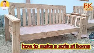 How to make a wooden sofa ||Simple teak wood Sofa making #bkcarpenter