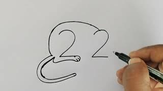 Rat Drawing From 22 Number | Rat Drawing Easy With Number