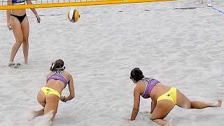 Women's Beach Volleyball  Two Magnificent Drops Slow Motion