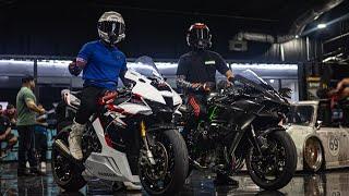 KAWASAKI NINJA H2R vs HONDA FIREBLADE RR-R SP : ROLL RACE | WHICH IS FASTER!?