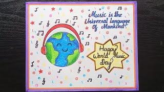 World Music Day Drawing/ Happy Music Day Poster Drawing/ How to Draw World Music Day