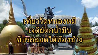 เที่ยวสวนฝึ้ง วัดหนองหมี เจดีย์ตกน้ำมัน ขับรถลอดท้องช้าง ราชบุรีใกล้บ้าน