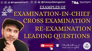 Court examples of Examination-in-chief, cross examination, re-examination and leading questions