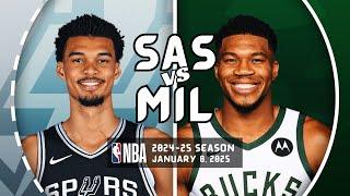 SAN ANTONIO SPURS vs MILWAUKEE BUCKS | FULL GAME HIGHLIGHTS | January 8, 2025 | 2024-25 Season