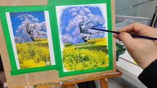 [야외로Art] 봄풍경 유화 과정 spring landscape oil painting process