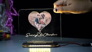 Myphotoprint Heartphoto Personalized Couple Photo Acrylic Lamp For Couple Gift |anniversary| Wedding