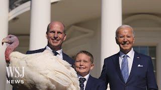 President Biden Pardons Two Turkeys Named 'Peach' and 'Blossom' | WSJ News