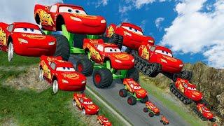 TRANSPORTING PIXAR CARS & FRUITS WITH COLORED & JOHN DEERE VS CLAAS VS TRACTORS - BeamNG.drive #983