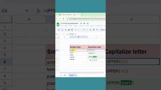Capitalize all letters in google sheets app #spreadsheetmagic #googlesheets