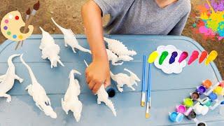 Jeremy Does DINOSAUR PAINTING Colorful DINOS | Ankylosaurus, T Rex, Parasaurolophus and more!