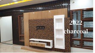 2022 TV UNIT DESIGN with charcoal sheet Onyx marble