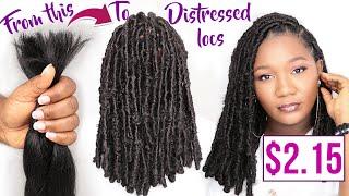  ANOTHER GAME CHANGER!!! Diy $2.15 DISTRESSED FAUX LOCS with ONE pack of straight Kanekalon hair!!!