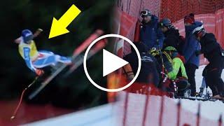 French Skier Cyprien Sarrazin Crashes Heavily in Downhill Training in Bormio Cyprien Sarrazin crash