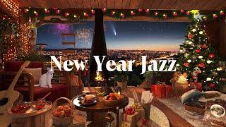 Instrumental New Year Jazz Music - Cozy Winter Night With Fireworks In New Year's Eve Ambience