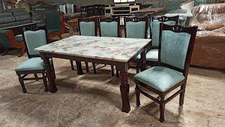 premium dining marble table top...six seater...@lucky furniture world... sujathanagar...vskp-51