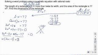 Solve word quadratic rational roots2